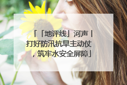 「地评线」河声丨打好防汛抗旱主动仗，筑牢水安全屏障