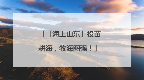 「海上山东」投苗耕海，牧海图强！