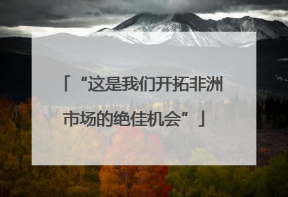 “这是我们开拓非洲市场的绝佳机会”