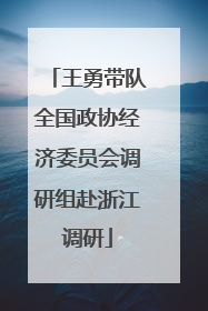 王勇带队全国政协经济委员会调研组赴浙江调研
