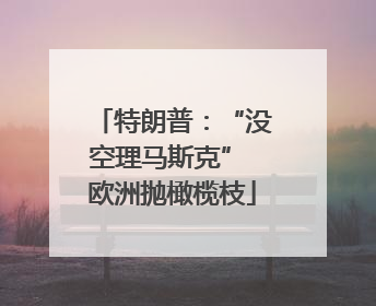 特朗普：“没空理马斯克” 欧洲抛橄榄枝