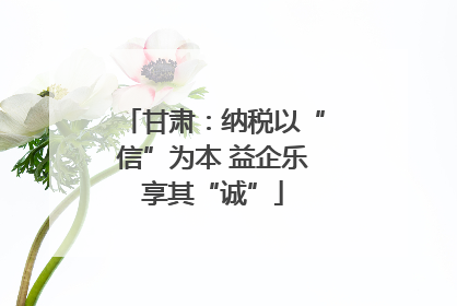 甘肃：纳税以“信”为本 益企乐享其“诚”