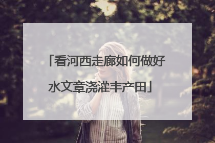 看河西走廊如何做好水文章浇灌丰产田