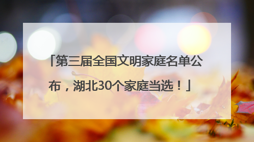 第三届全国文明家庭名单公布，湖北30个家庭当选！
