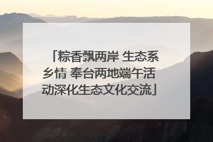 粽香飘两岸 生态系乡情 奉台两地端午活动深化生态文化交流