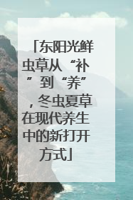 东阳光鲜虫草从“补”到“养”，冬虫夏草在现代养生中的新打开方式