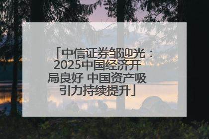 中信证券邹迎光：2025中国经济开局良好 中国资产吸引力持续提升