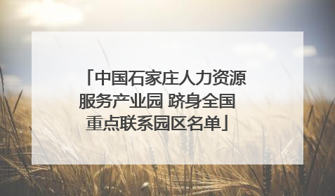 中国石家庄人力资源服务产业园 跻身全国重点联系园区名单