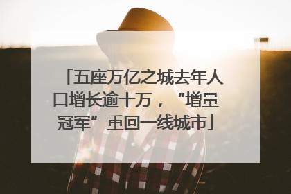 五座万亿之城去年人口增长逾十万，“增量冠军”重回一线城市