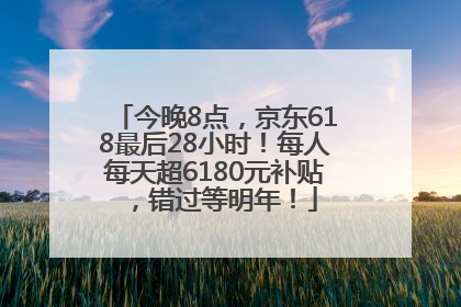 今晚8点，京东618最后28小时！每人每天超6180元补贴，错过等明年！