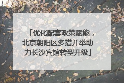 优化配套政策赋能，北京朝阳区多措并举助力长沙宾馆转型升级
