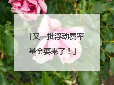 又一批浮动费率基金要来了！