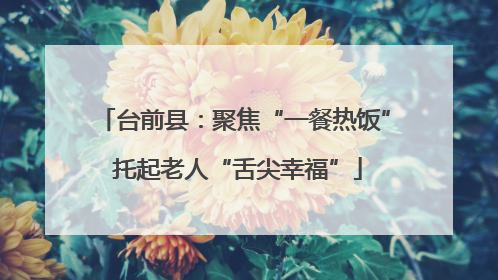 台前县：聚焦“一餐热饭” 托起老人“舌尖幸福”