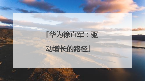 华为徐直军：驱动增长的路径