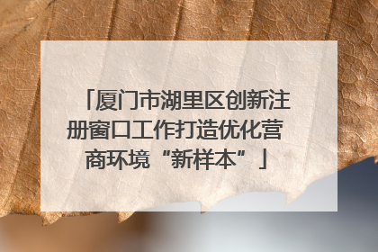 厦门市湖里区创新注册窗口工作打造优化营商环境“新样本”
