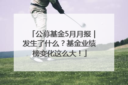 公募基金5月月报｜发生了什么？基金业绩榜变化这么大！