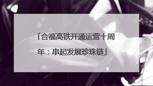 合福高铁开通运营十周年：串起发展珍珠链