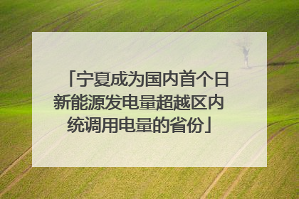 宁夏成为国内首个日新能源发电量超越区内统调用电量的省份