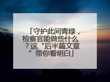 守护此间青绿，检察官能做些什么？这“后半篇文章”带你看明白