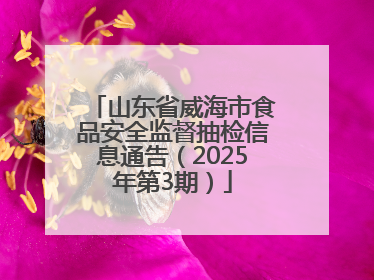 山东省威海市食品安全监督抽检信息通告（2025年第3期）