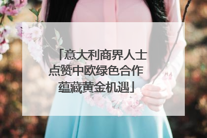 意大利商界人士点赞中欧绿色合作蕴藏黄金机遇