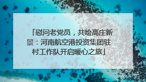 慰问老党员，共绘高庄新景：河南航空港投资集团驻村工作队开启暖心之旅