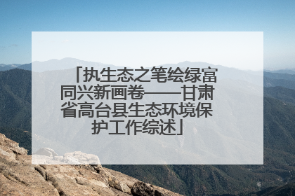 执生态之笔绘绿富同兴新画卷——甘肃省高台县生态环境保护工作综述