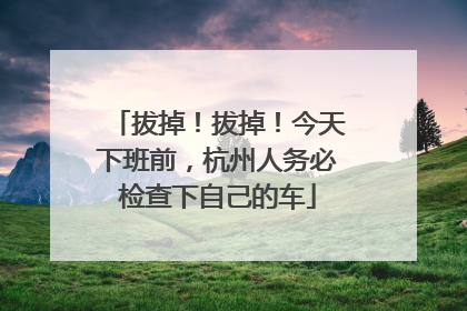 拔掉！拔掉！今天下班前，杭州人务必检查下自己的车