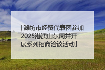 潍坊市经贸代表团参加2025港澳山东周并开展系列招商洽谈活动