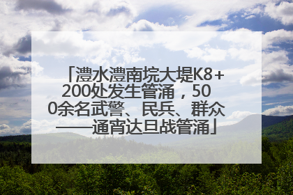 澧水澧南垸大堤K8+200处发生管涌，500余名武警、民兵、群众——通宵达旦战管涌