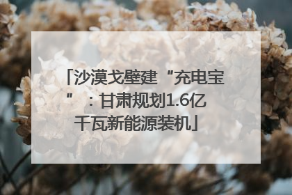 沙漠戈壁建“充电宝”：甘肃规划1.6亿千瓦新能源装机
