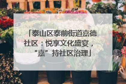 泰山区泰前街道嘉德社区：悦享文化盛宴，“嘉”持社区治理