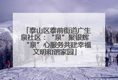 泰山区泰前街道广生泉社区：“泉”聚银辉“泉”心服务共建幸福文明和谐家园