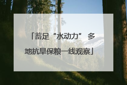蓄足“水动力” 多地抗旱保粮一线观察