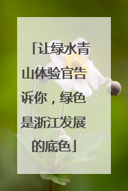让绿水青山体验官告诉你，绿色是浙江发展的底色