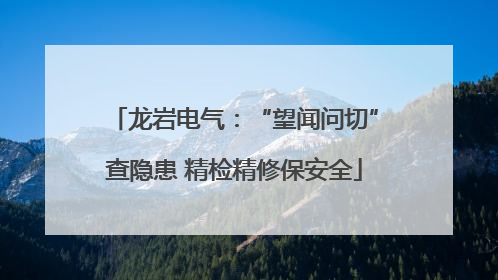 龙岩电气：“望闻问切”查隐患 精检精修保安全