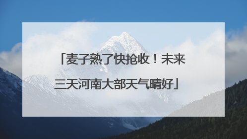 麦子熟了快抢收！未来三天河南大部天气晴好
